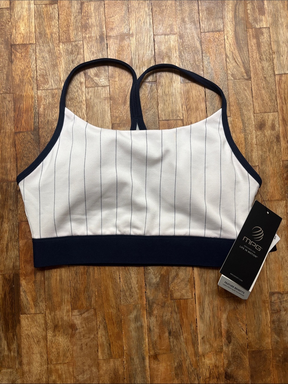 MPG Scout Sports Bra blue white stripe small